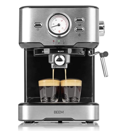 BEEM - ESPRESSO-SELECT cafetera semiautomática de 15 bares, Espresso, cappuccino, latte macchiato, calidad de barista, Carcasa de acero inoxidable cepillado