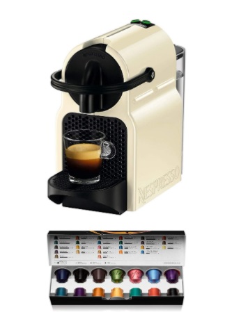 Nespresso - De'Longhi Inissia - Cafetera monodosis de cápsulas Nespresso, 19 bares, apagado automático, color crema, Incluye pack de bienvenida con 14 cápsulas
